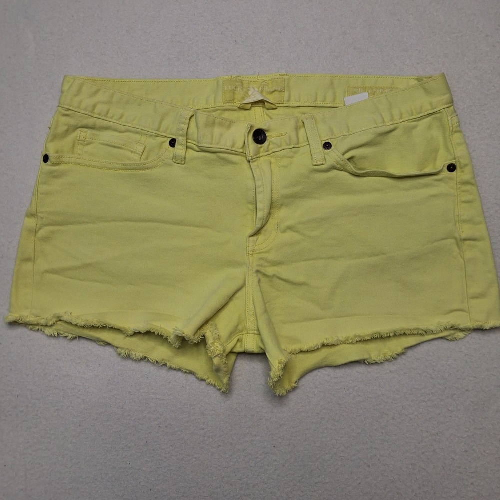 Lucky Brand Riley Cut Off Shorts Yellow Denim Frayed Hem Size 12/31 7592400